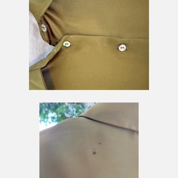 T Tahari Satin-Finish Button-Down Blouse – Pea Green – XL (NWT see note) - Picture 7 of 7